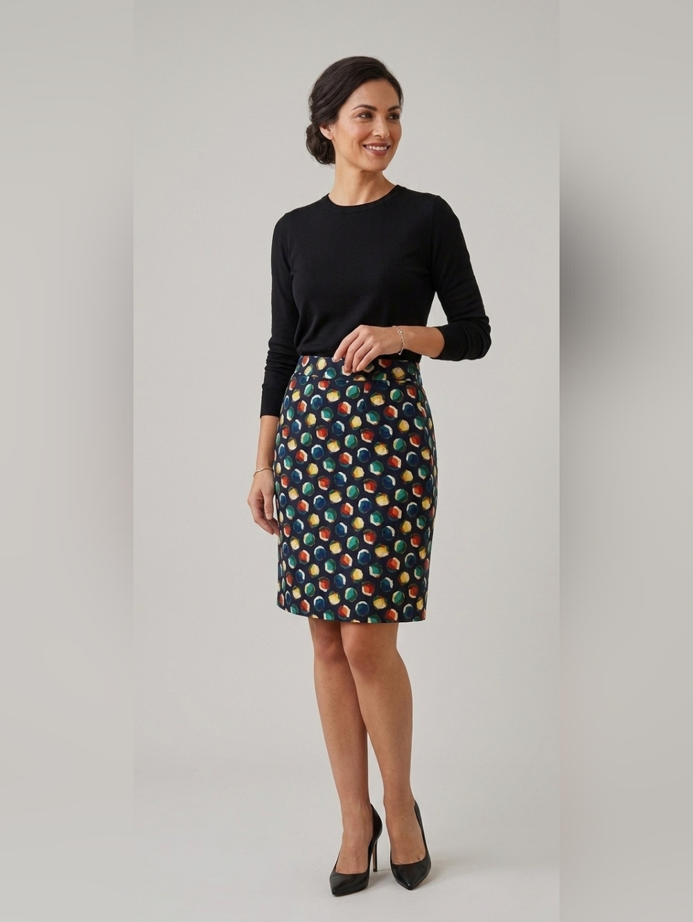 Emanuel Ungaro Vintage Pencil Skirt Abstract Geometric Mosaic Print MultiColor